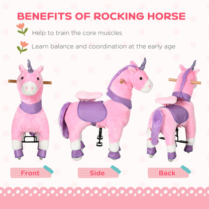 US Local Kids Plush Toy Rocking Horse Pony Toddler Ride on Animal Rocker with Realistic Sounds
