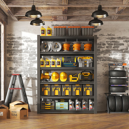 US Local Tier Metal Shelves For Storage Garage Shelving 2400LBS Heavy Duty Storage Shelves Adjustable Garage Shelf Industrial Shelving Unit Storage Utility Rack,Black