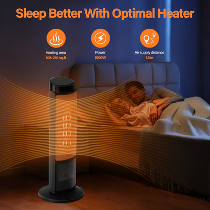 US Local 23inch Space Heaters For Indoor Use, Portable Heater With 7 Light Colors