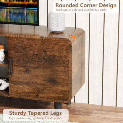 US Local TV Stand For 55 Inch TV, Entertainment Center With Storage Cabinets, Soft Hinge Door With Handle, Media TV Console Table For Living Room Bedroom, Rustic Brown