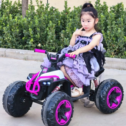 US Local Ride On Toy Car,12V  Electric ATV Car For Kids, 4 Wheeler Electric Toy Car With Bluetooth,light,Leather Seaters,,for Boys,Girls,indoor And Out Door