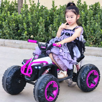 US Local Ride On Toy Car,12V  Electric ATV Car For Kids, 4 Wheeler Electric Toy Car With Bluetooth,light,Leather Seaters,,for Boys,Girls,indoor And Out Door
