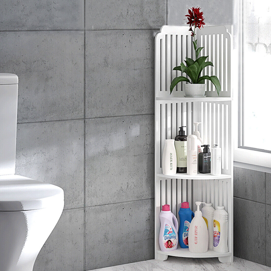 UK Local 3 Tier Corner Bath Shelf Shower Caddy Storage Rack Unit Organiser Stand White UK