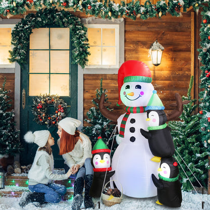 1Pc 5.9FT Christmas Inflatable Outdoor Decoration Snowman Penguin Blow Up Yard Decoration With LED Light Built-in Air Blower For Winter Holiday Xmas Garden