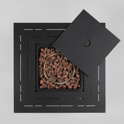 US Local 28inch Wicker Square Fire Pit Table