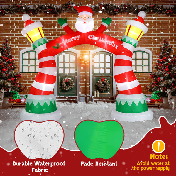 US Local 8.9ft Christmas Arch, 7 LED Lights, Drawstring Pockets, Christmas Inflatable Arch
