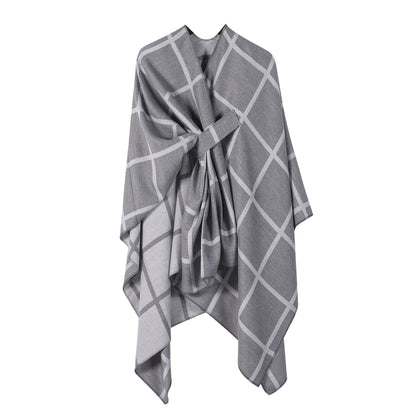 US Local Women's Fashion Gingham Check Warm Scarf
