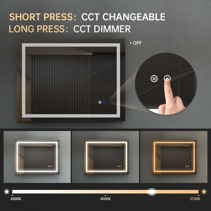 US Local LED Bathroom Mirror With Touch Button Control