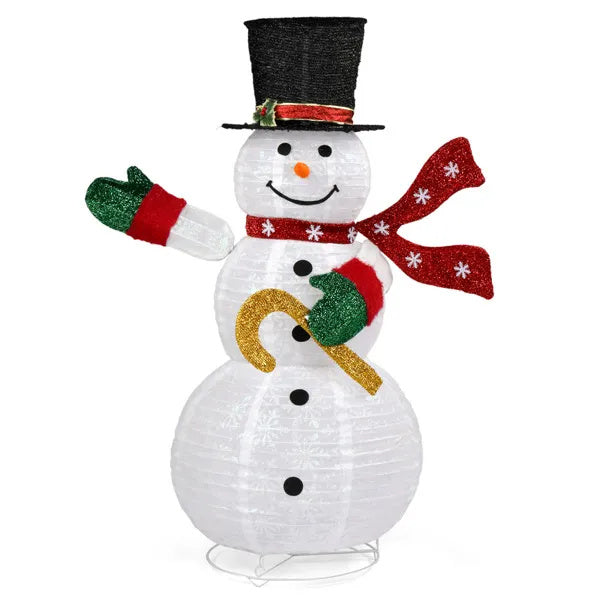4ft Lighted Pop-Up Snowman, Large Christmas Holiday Decoration  Top Hat, Scarf For Outdoor Lawn Yard Xmas Decor