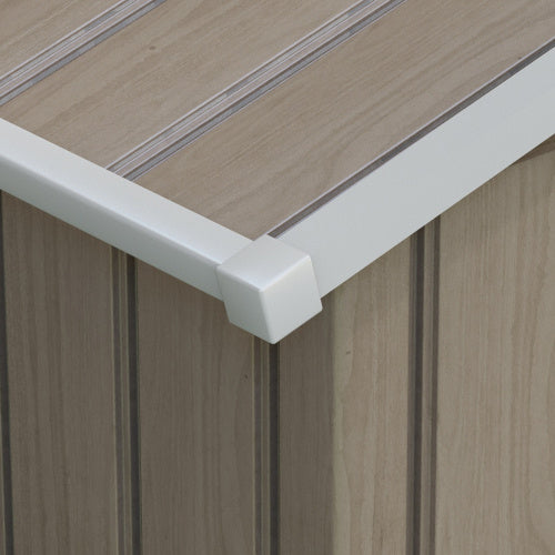 UK Local Outsunny 7 X 4ft Metal Garden Storage Shed With Vents, Floor Foundation Kit And Lockable Double Doors, Light Brown