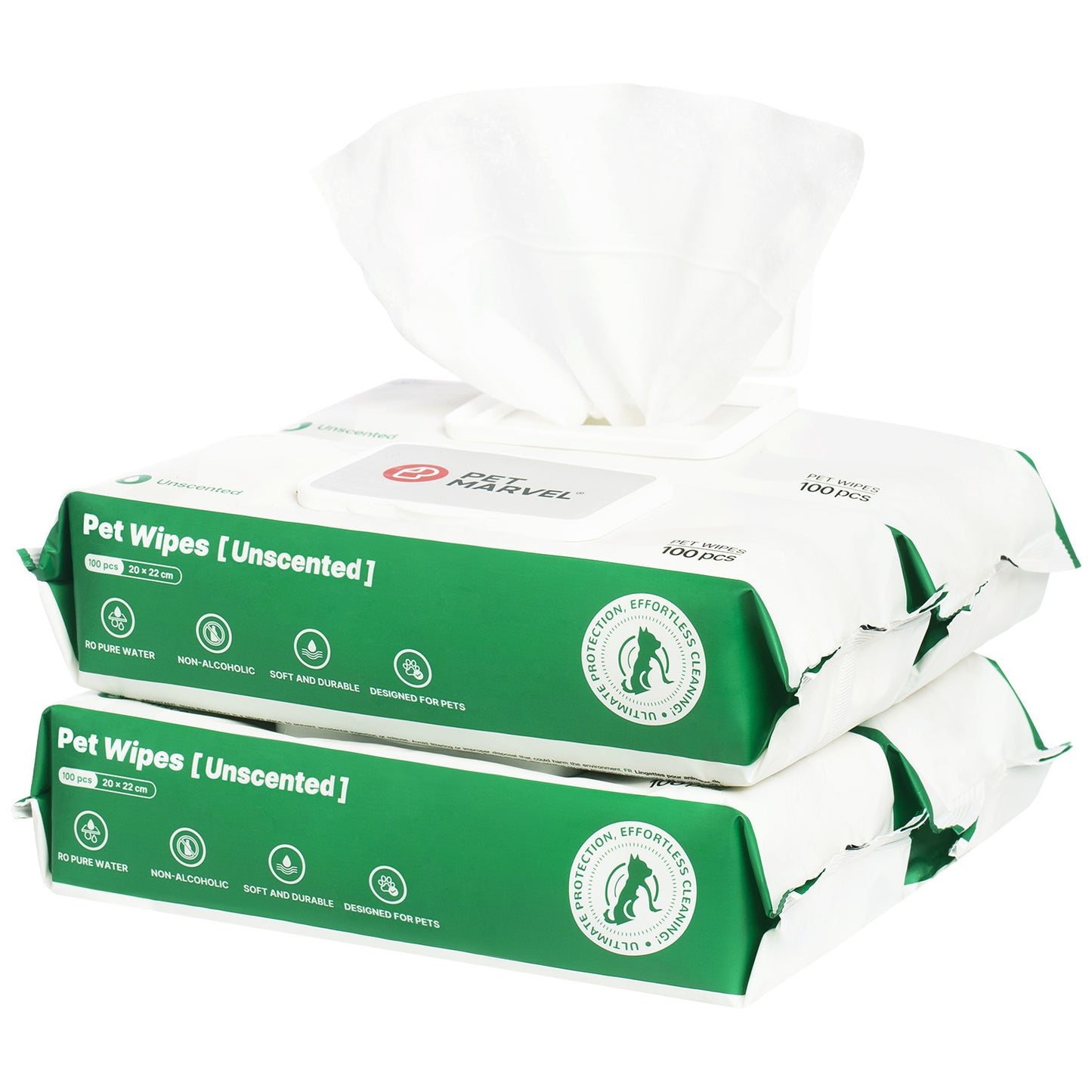 US Local PETMARVEL Silver Ion Antibacterial Dog Cat Wipes Unscented, Hypoallergenic For Paws Butt Face & Ear