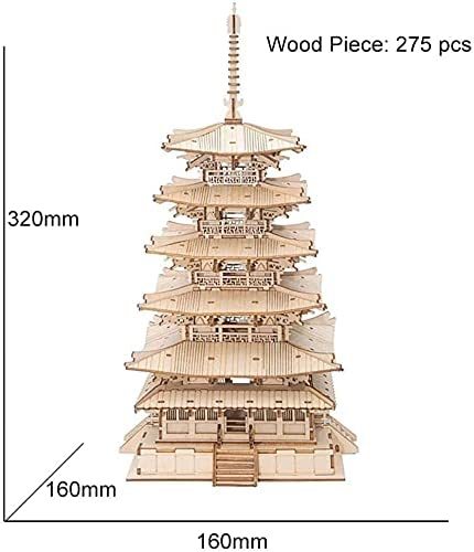 US Local Robotime Five-storied Pagoda 3D Wooden Puzzle Toys For Children Kids Birthday Gift TGN02