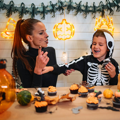 US Local Set Of 3 Pack Halloween Window Light Spider Witch Hat Pumpkin With Orange Light Hanging Halloween Decoration Light With Suction Cup Hanging Holes