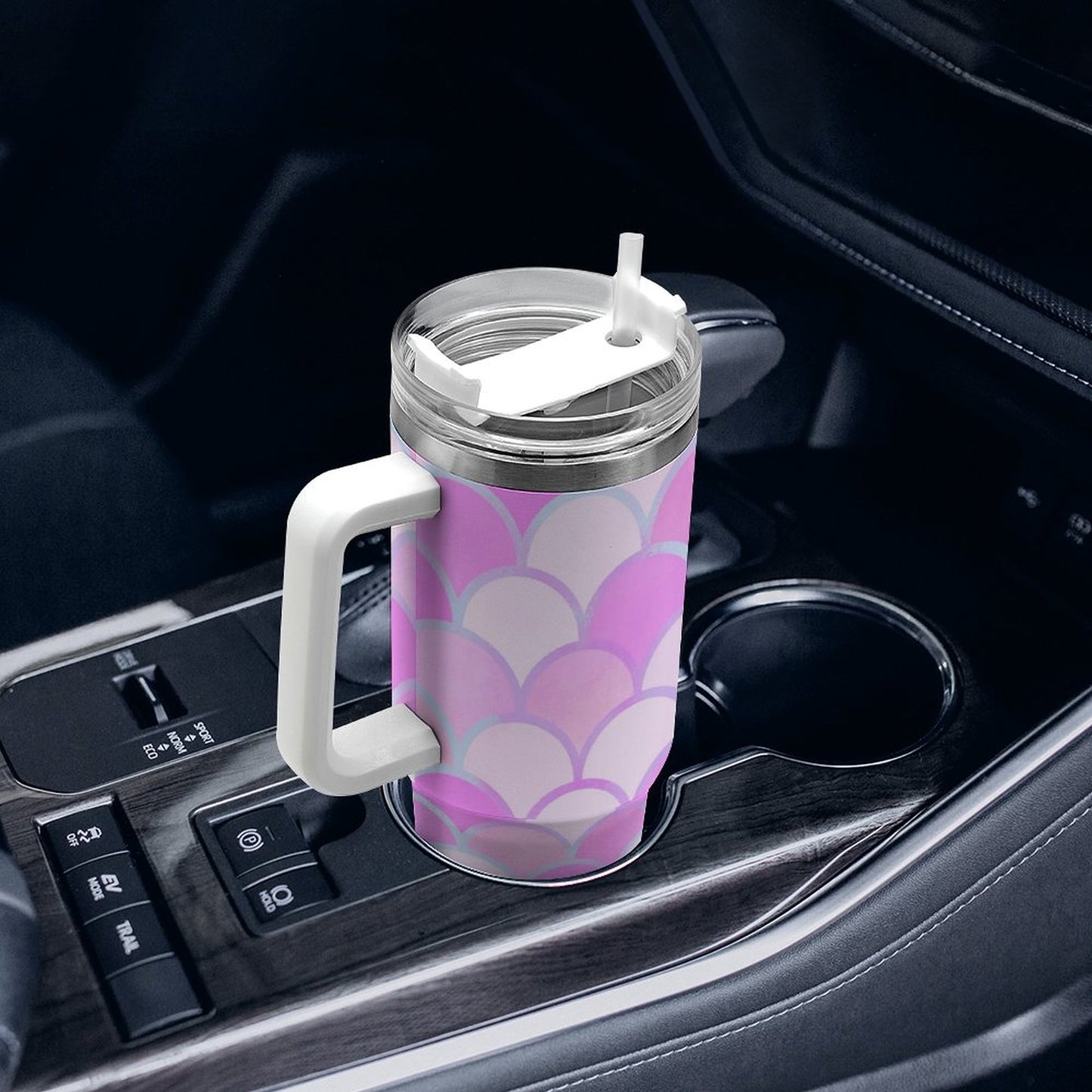 PHDT00427 POD US Local Tumbler 40 oz Large Capacity Car Cup Pink, Fish Scales