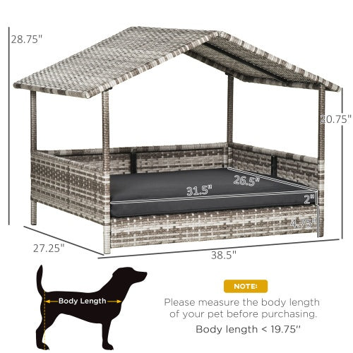 US Local The Rattan Dog House Outdoor With Canopy Is Suitable For Small And Medium-sized Dogs