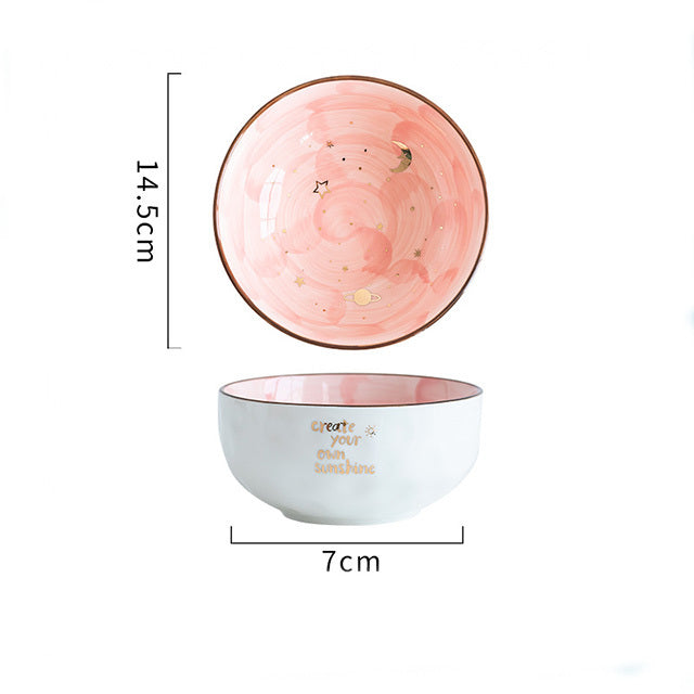 US Local Ceramic Breakfast Salad Bowl With Cute Eating Bowl
