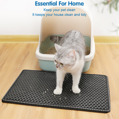 US Local Double Rice Grain Cat Litter Mat, Cat Litter Cleaning Pad, Cat Litter Box Mat, Splash Guard Filter Mat