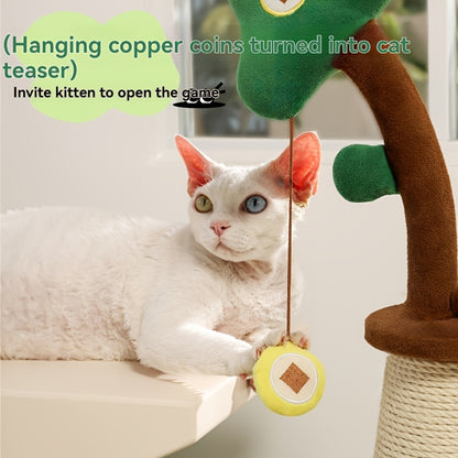 US Local Vertical Money Tree Cat Scratching Pole, Sisal Wear-Resistant Cat Scratching Column, Interactive Ball Track Spring Ball Cat Toy, Durable And Cute Sisal Cat Scratching Pole