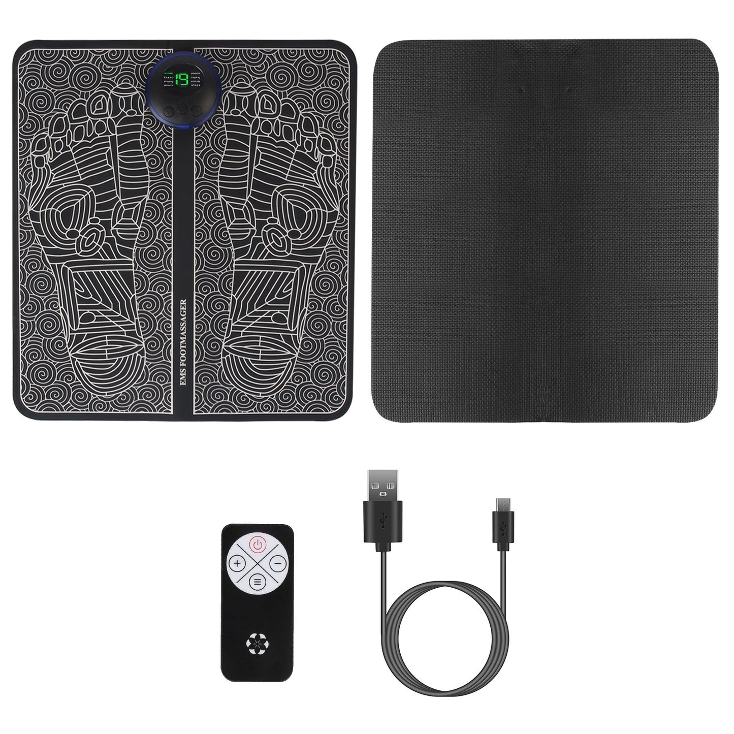 US Local 1 Pc Foot Massage Pad Electric Stimulator Massager Unit Leg Reshaping Muscle Pain Relax Foldable Massage Mat With 8 Modes 19 Intensity Levels Remote Control