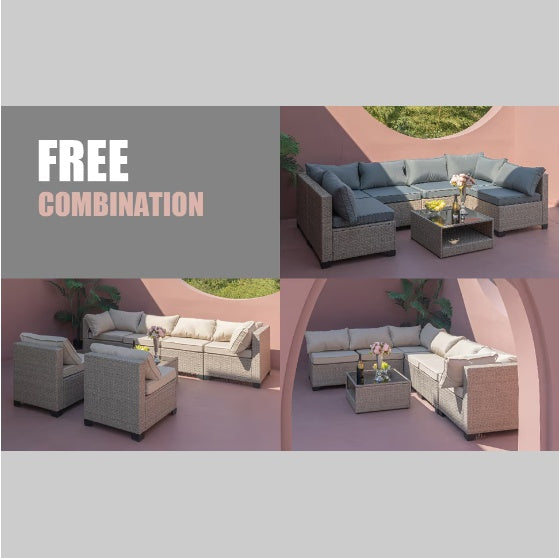 US Local 7 pc Patio Sofa Furniture Set