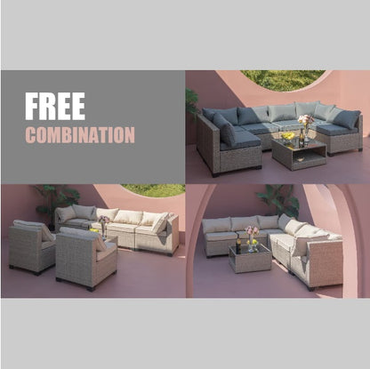 US Local 7 pc Patio Sofa Furniture Set