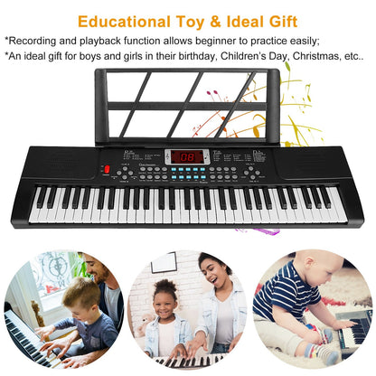 US Local 1P 61 Keys Digital Music Electronic Keyboard Electric Musical Piano Instrument Kids Learning Keyboard With Stand Microphone For Beginners