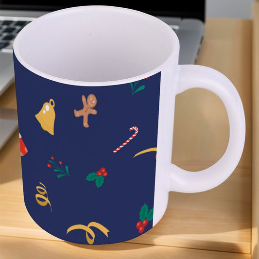 POD US Local White mug with full print, Merry Christmas Blue 0018
