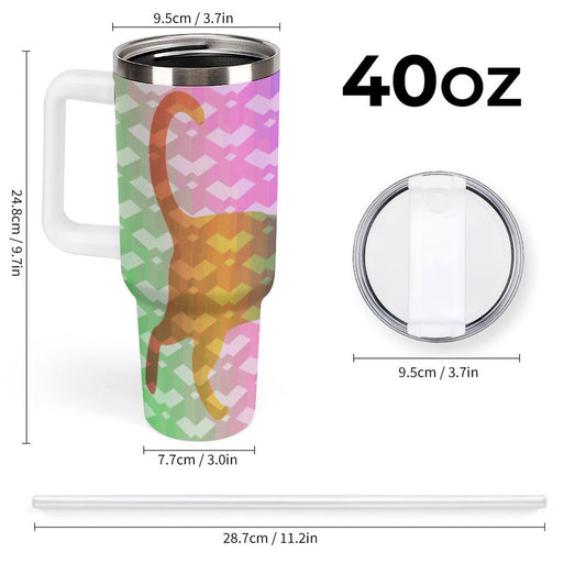 PHDT00438 POD US Local Tumbler 40 oz Large Capacity Car Cup Rainbow, Cat