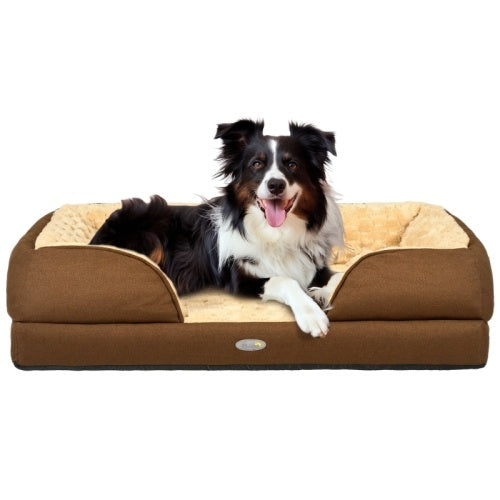 UK Local PawHut Calming Dog Bed Pet Mattress W Removable Cover, Anti-Slip Bottom, For Medium Dogs, 90L X 69W X 21Hcm - Brown