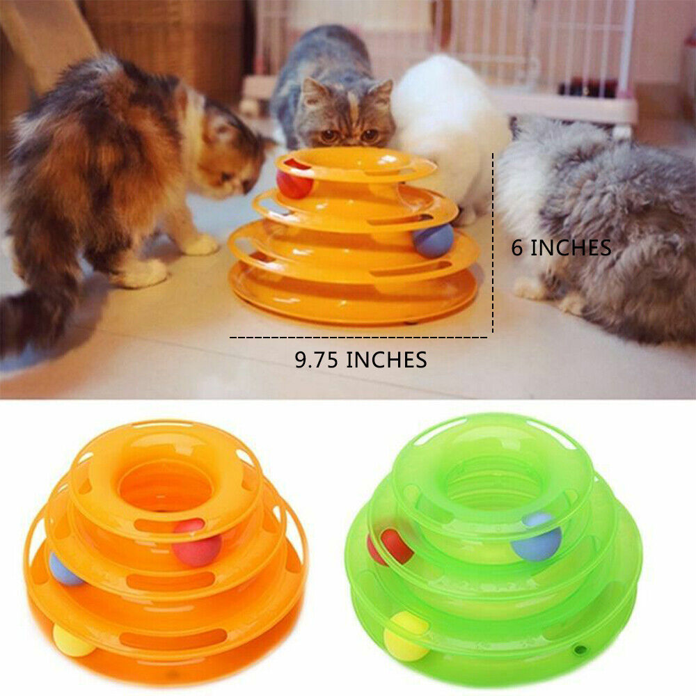 US Local Pet Cat Crazy Ball Disk Interactive Toys Amusement Plate Trilaminar Funny Toy