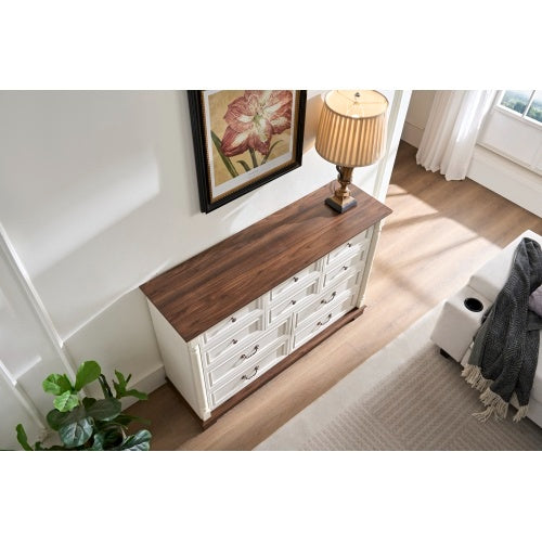 US Local 10 Drawer Dresser Chest For Bedroom With Wooden Base And Riser Trim, Wooden Rustic Rustic Chest Of Drawers, Storage Dresser For Bedroom, Living Room