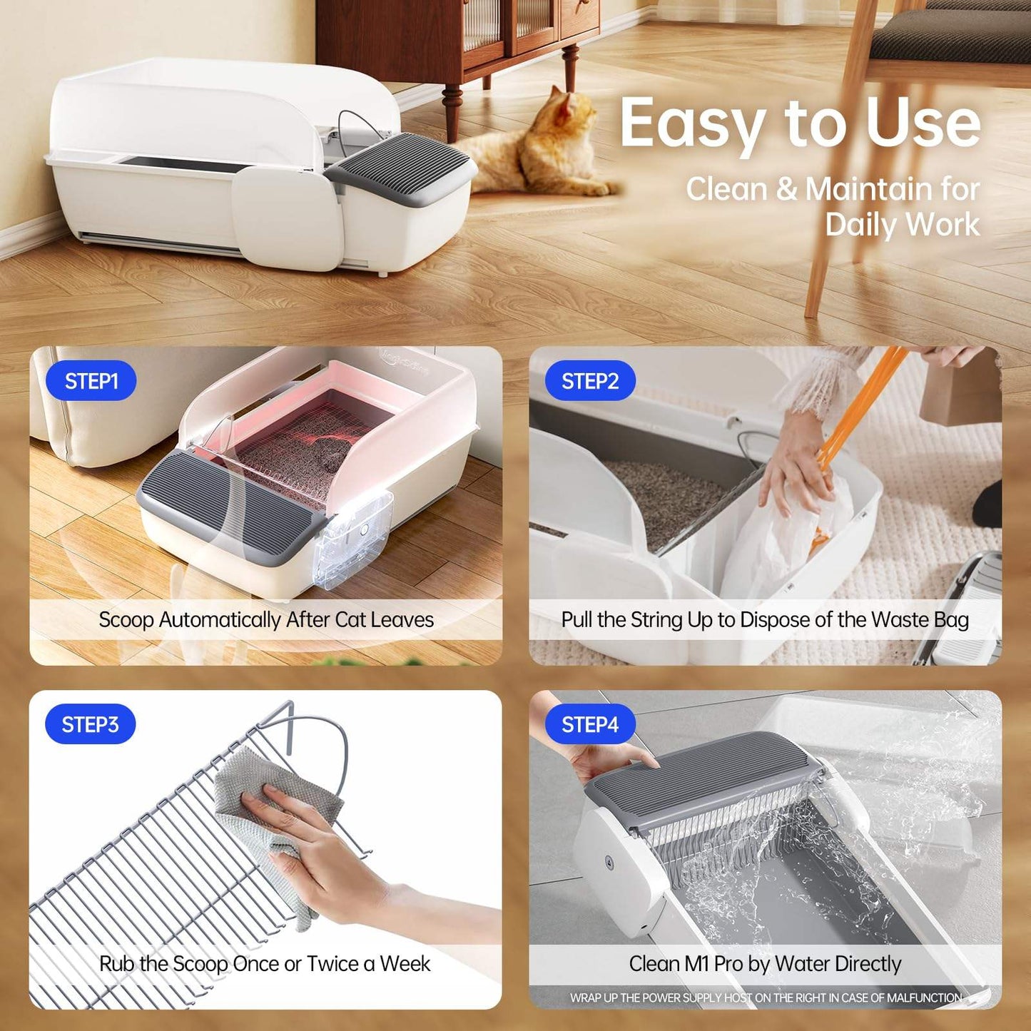 US Local Automatic Cat Litter Box Self-cleaning Open Smart Cat Litter Box Cat Products