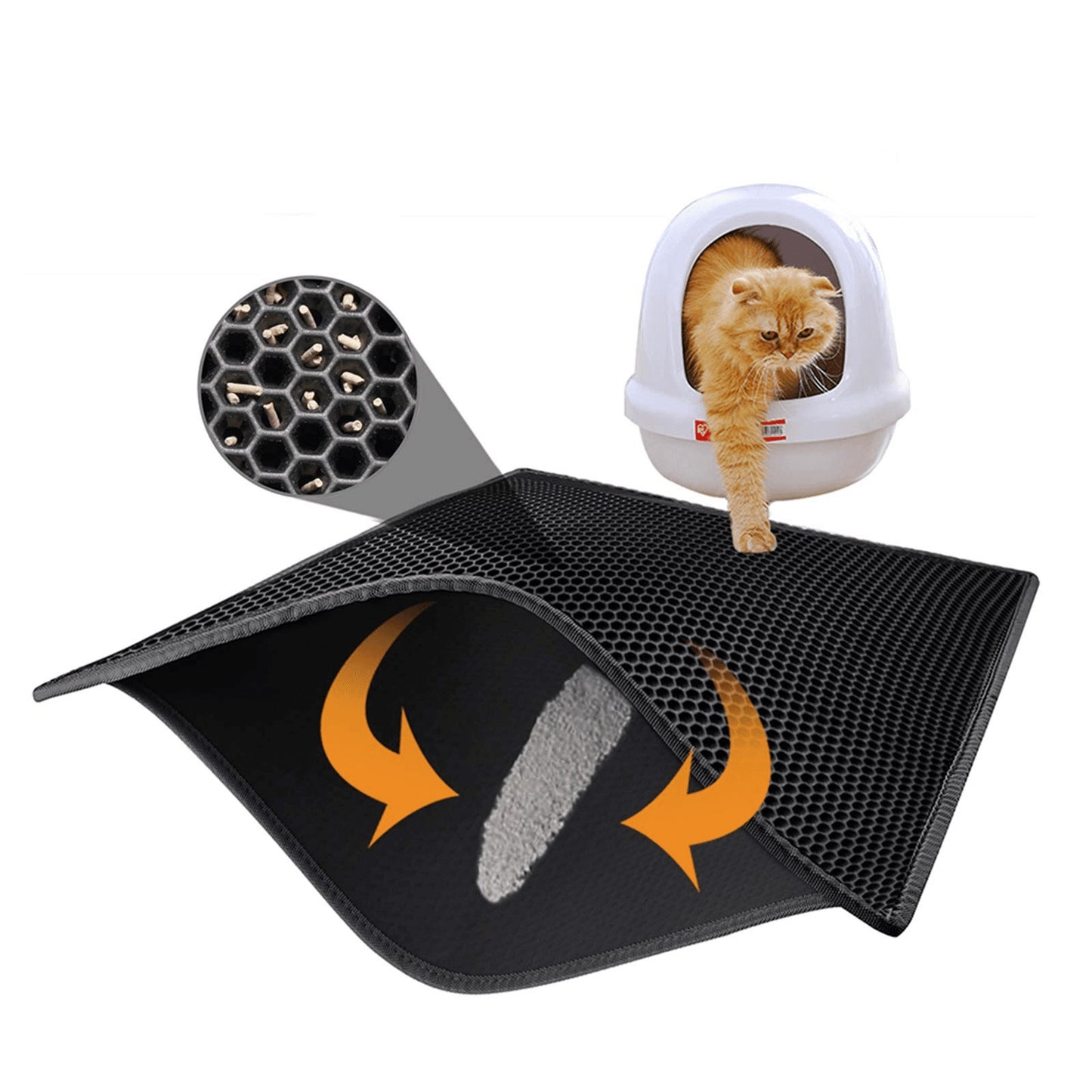 US Local Kitty Cat Litter Mat Trapping Honeycomb Double Layer Design Waterproof Double Layer EVA Cat Litter Pad Waterproof Non-slip Sand Basin Filter Kitten Dog Washable Mattress