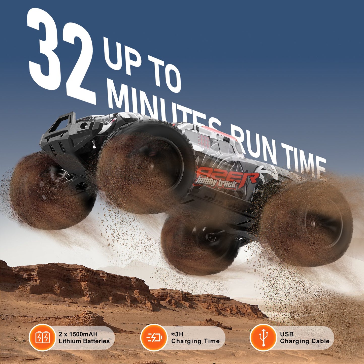 US Local Remote Control Car 1:14 Scale Kids RC Car All Terrain 4WD Off-Road Truck