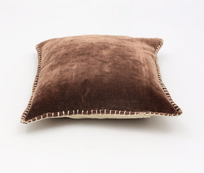 US Local Stonewashed Cotton Velvet Throw Pillow With Decorative Handstiched Edges-19X19 Inch