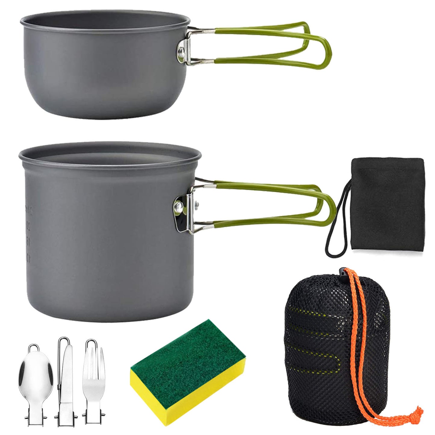 US Local 8Pcs Camping Cookingware Set Aluminum Pot Foldable Knife Fork Spoon For Hiking Picnic Outdoor