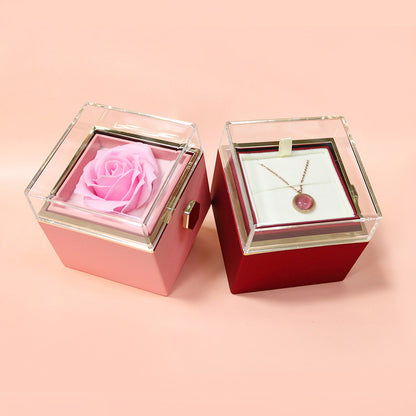US Local Rotating Soap Flower Rose Gift Box Creative Rotating Rose Jewelry Packaging Box Valentine's Day Gift For Women