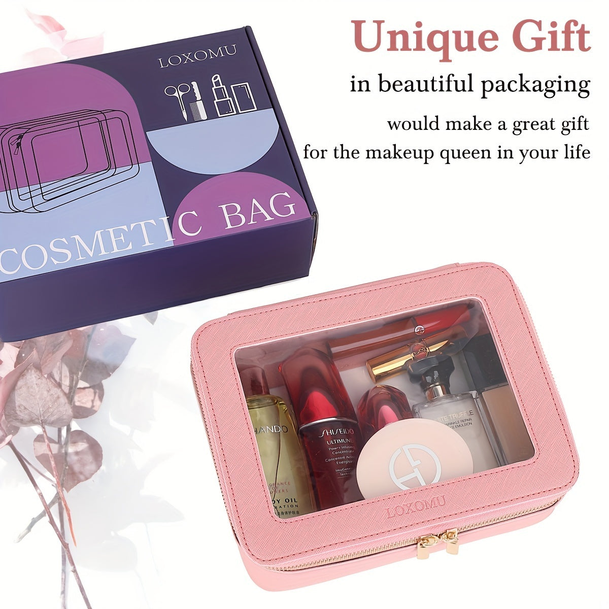 US Local Clear Makeup Bag For Traveling - Transparent Cosmetic Case Clear Toiletry Bag Organizer For Women -Black