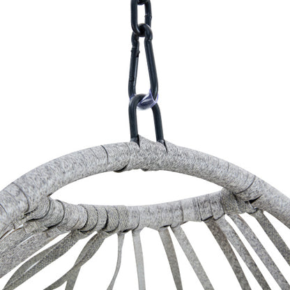 US Local GRHeavy-Duty Iron Hanging Chair With Wicker Weave   Single Person Swing For Indoor  Outdoor Gray