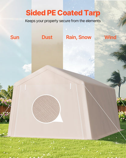 US Local Outdoor Storage Shelter Portable Shed 10x15 Ft Waterproof Canopy Garage Tent