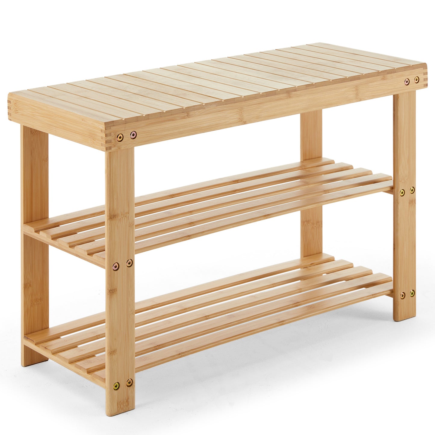 US Local 3-Tier Bamboo Shoe Rack Bench, Compact Storage Organizer, 286lb Capacity, Suitable For Entryway Bedroom Living Room Balcony