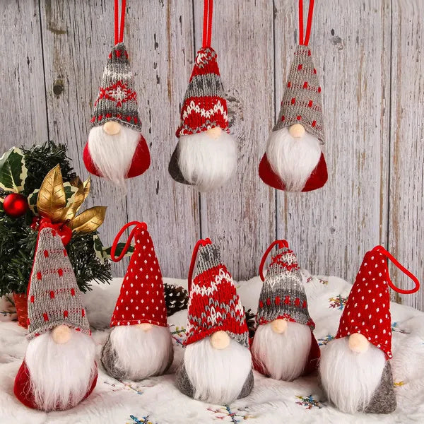 US Local 8 Packs Christmas Gnomes Ornaments Handmade Swedish Gnome Plush Xmas Tree Hanging Decorations Cute Scandinavian Santa Elf For Holiday New Year Home Decor