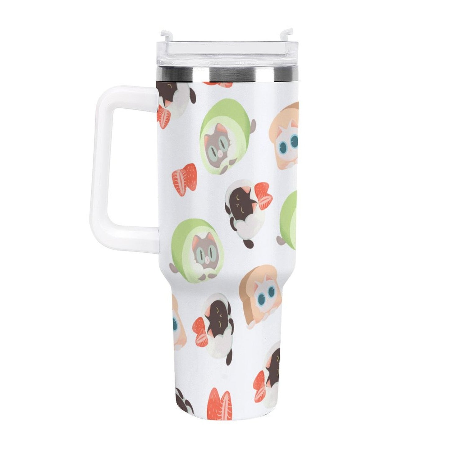 PHDT00259 POD US Local Tumbler 40 oz Large Capacity Car Cup Cat Dessert Cute Pink Green Black