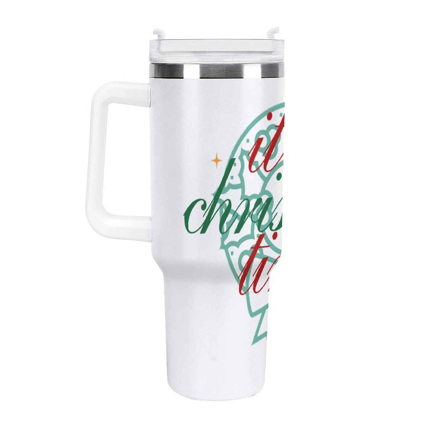 PHDT00330 POD US Local Tumbler 40 oz Large Capacity Car Cup Christmas Wreath, Green