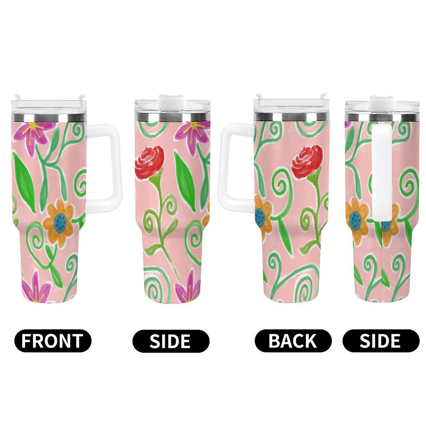 PHDT00113 POD US Local Tumbler 40 oz Large Capacity Car Cup Flowers