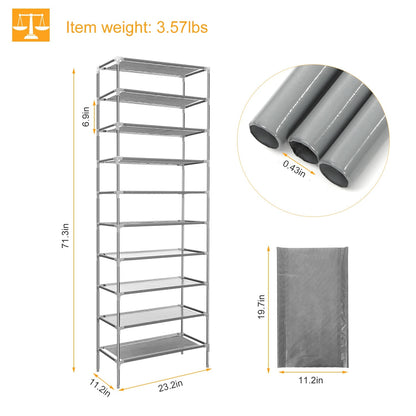 US Local 10 Tiers Shoes Rack Shelves 27 Pairs Shoes Storage Organizer Stand Non-Woven Fabric Detachable Shoes Tower Stackable Shoes Storage Rack For Entryway