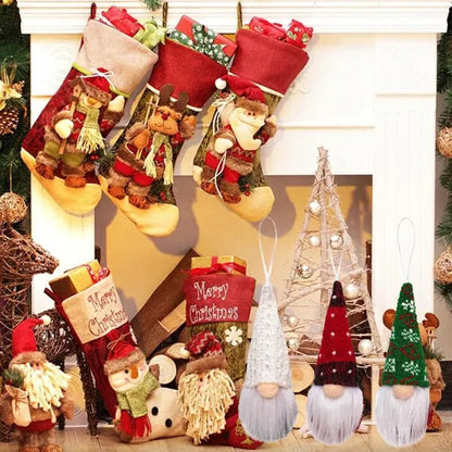 US Local 12 Pcs Christmas Gnomes Hanging Ornaments Tomte Gnomes Plush Decorative Ornaments Faceless Gnome Xmas Tree Hanging Decorative Santa Elf Home Wall Table Decor For Christmas Home