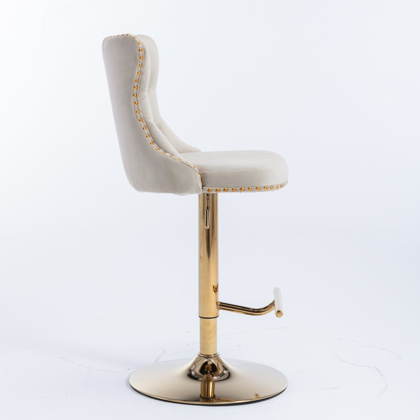 US Local A&A Furniture,Golden Swivel Velvet Barstools Adjusatble Seat Height From 25-33 Inch