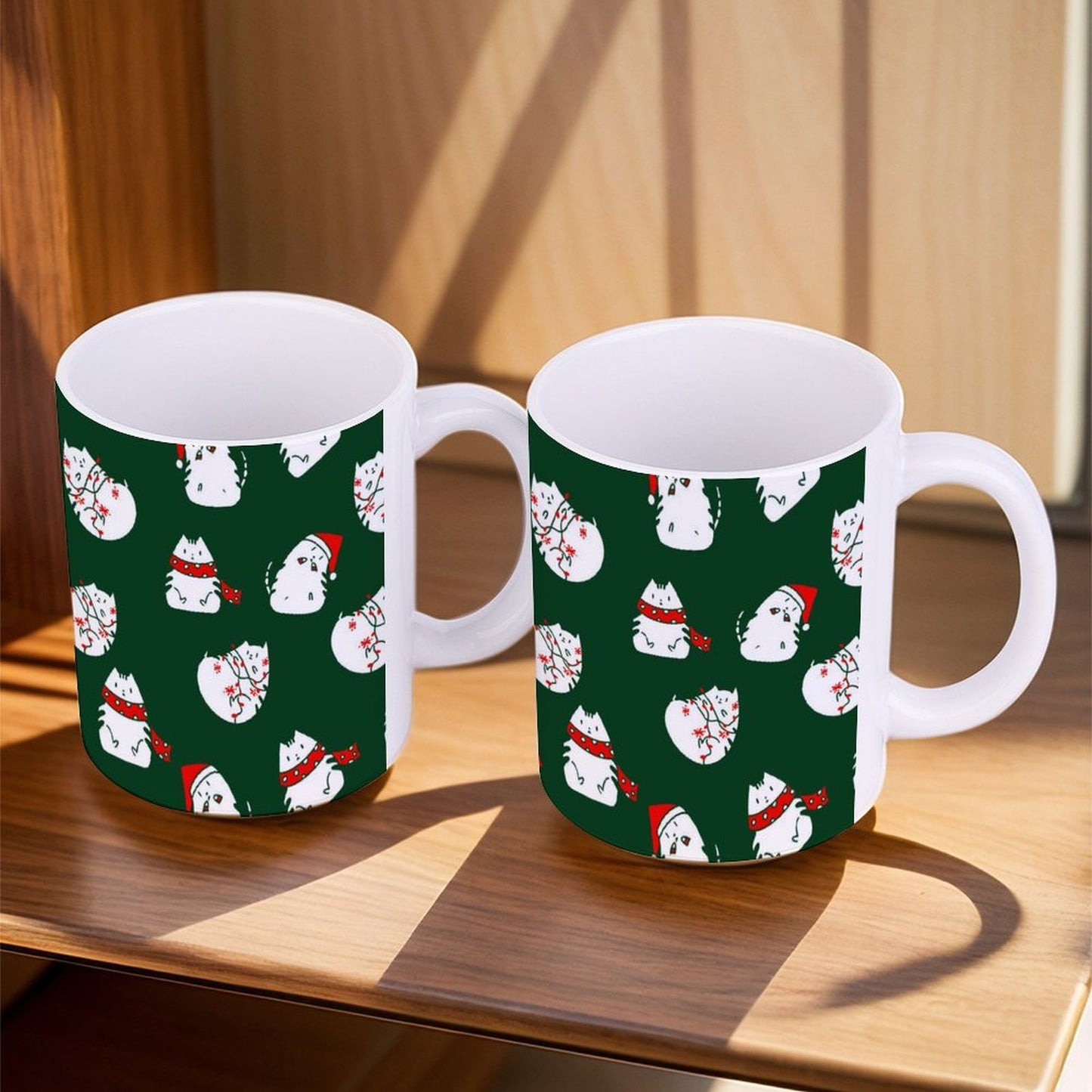POD US Local White mug with full print, Christmas Cat 0031