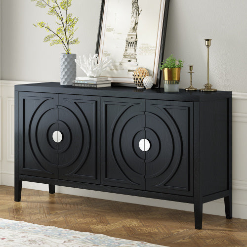 US Local Vintage Sideboard With Round Recessed Design Round Metal Doorknob For Entrance, Dining Room, Living Room